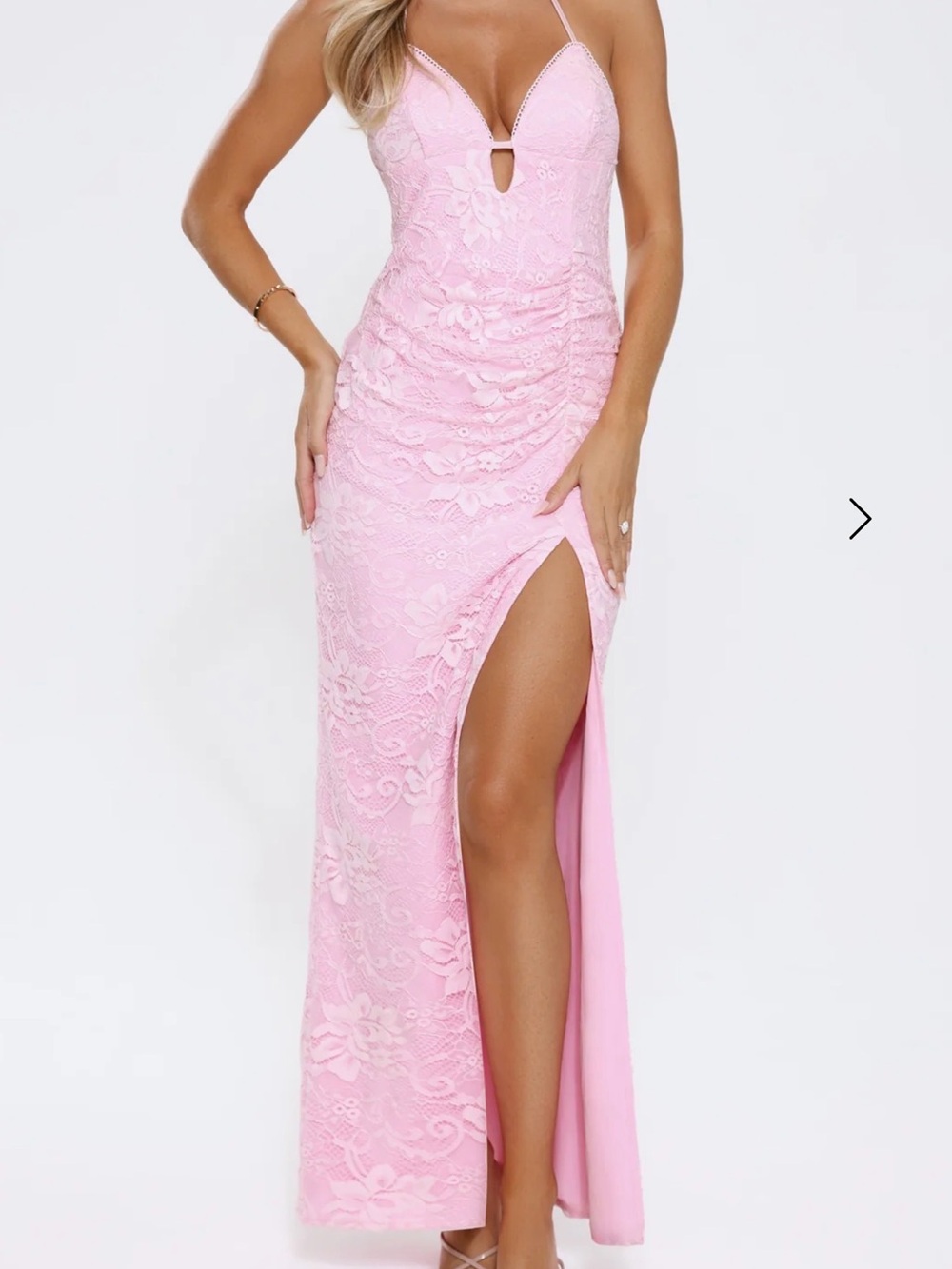 GLITTERED PASSION LACE MAXI DRESS PINK